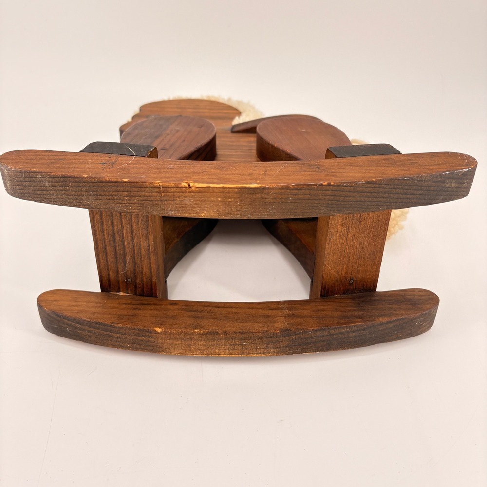 Vintage Handcrafted Wooden Rocking Horse Figurine Yarn Mane Heart Detail‎ - Picture 10 of 10